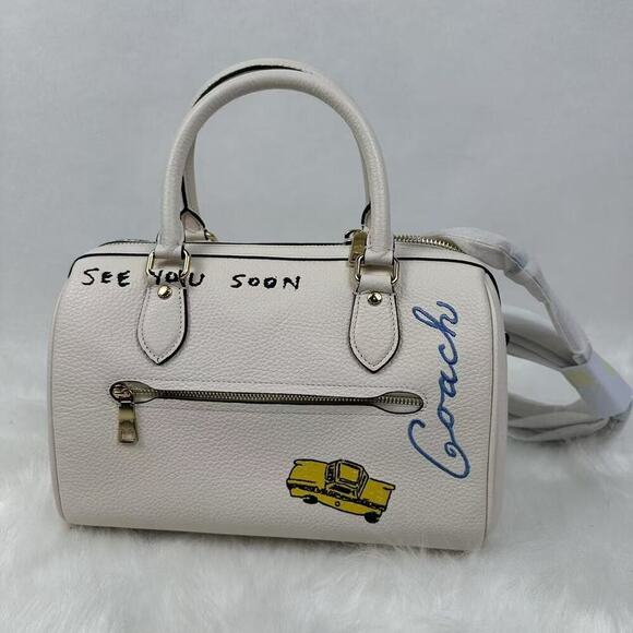 Coach Rowan Satchel Crossbody Bag With Sketch Print In Chalk Leather CAK19 NWT - Picture 2 of 13